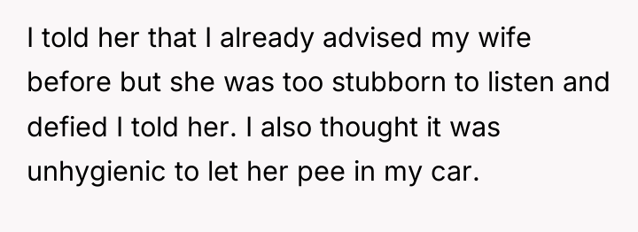 I told her that I already advised my wife before...