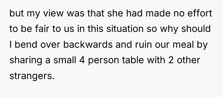 but my view was that she had made no effort...