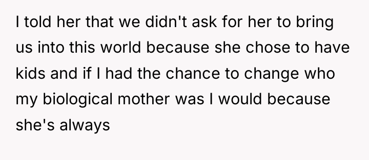 I told her that we didn't ask for her to...