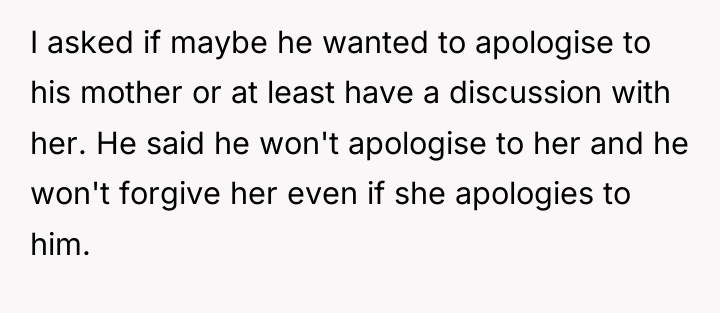 I asked if maybe he wanted to apologise to his...