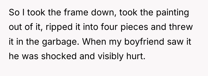 So I took the frame down, took the painting out...