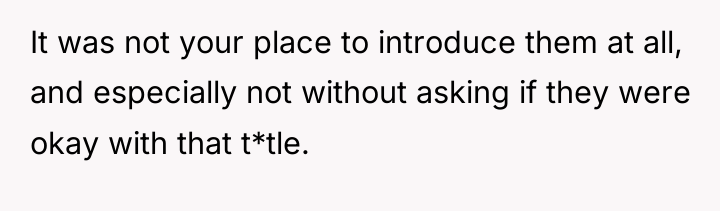 It was not your place to introduce them at all,...