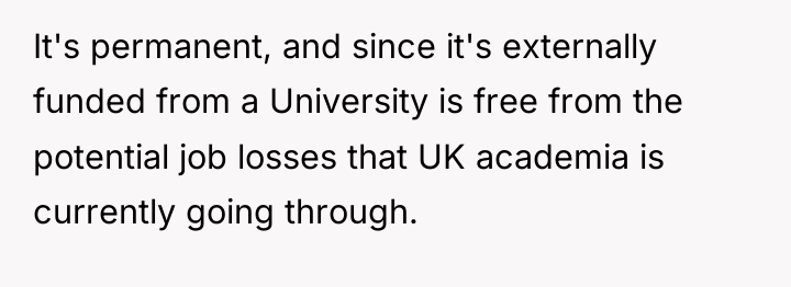 It's permanent, and since it's externally funded from a University...