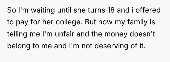 So I'm waiting until she turns 18 and i offered...