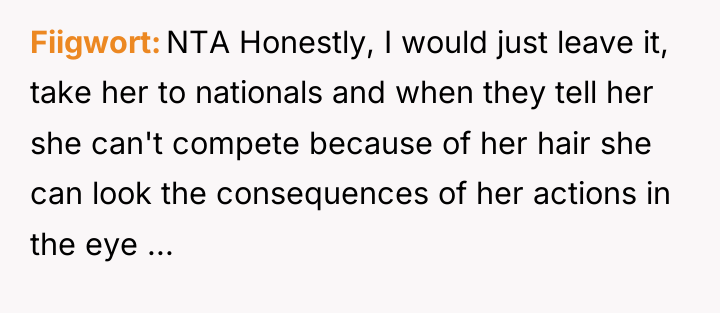 Fiigwort NTA Honestly, I would just leave it, take her...