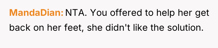 MandaDian NTA. You offered to help her get back on...