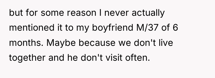 but for some reason I never actually mentioned it to...