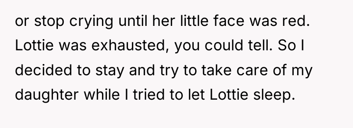 or stop crying until her little face was red. Lottie...