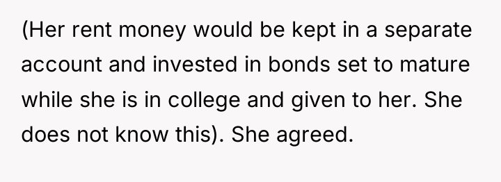 (Her rent money would be kept in a separate account...