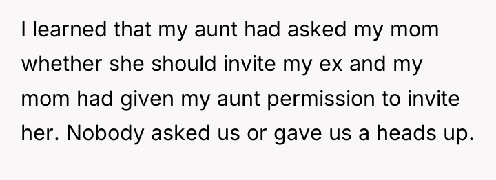 I learned that my aunt had asked my mom whether...