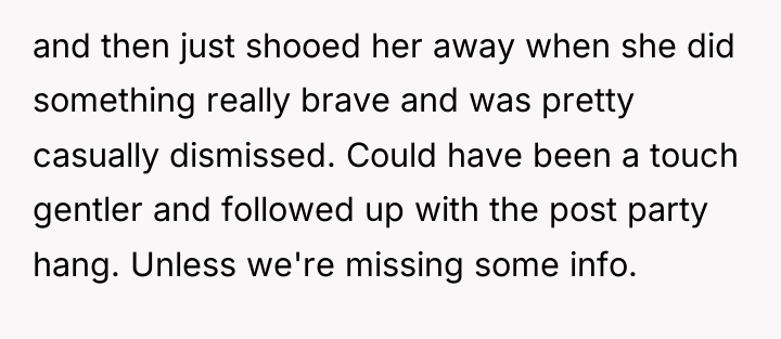 and then just shooed her away when she did something...