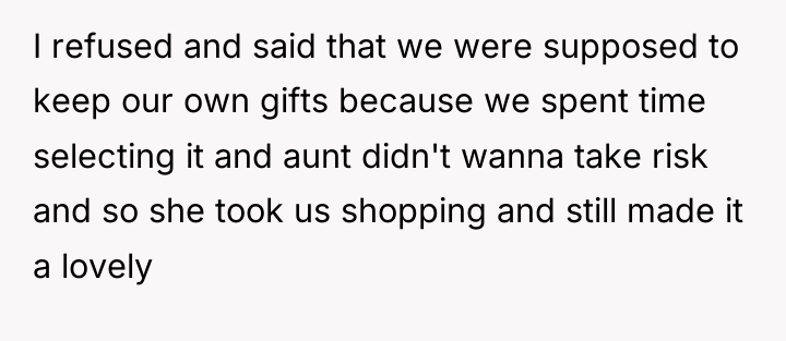 I refused and said that we were supposed to keep...