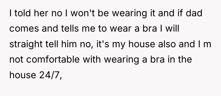 I told her no I won't be wearing it and...
