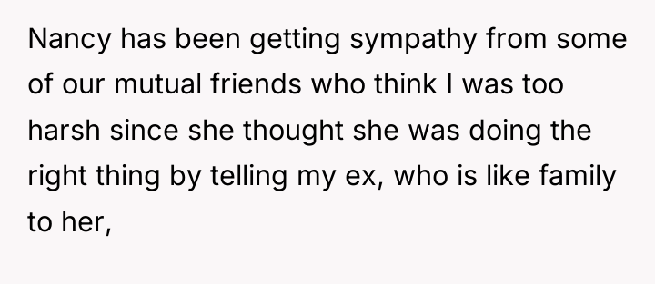 Nancy has been getting sympathy from some of our mutual...