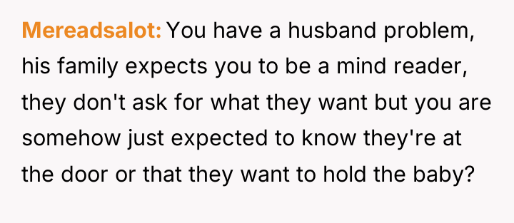 Mereadsalot You have a husband problem, his family expects you...