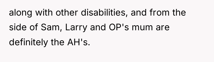 along with other disabilities, and from the side of Sam,...