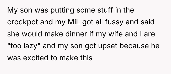 My son was putting some stuff in the crockpot and...