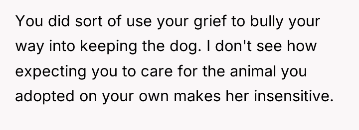 You did sort of use your grief to bully your...