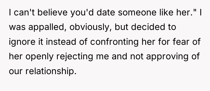 I can't believe you'd date someone like her." I was...