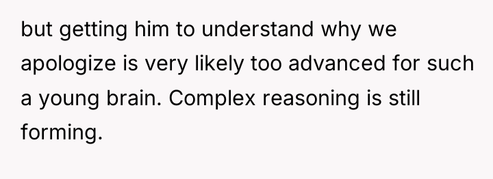 but getting him to understand why we apologize is very...