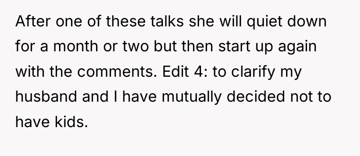 After one of these talks she will quiet down for...