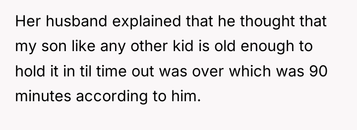 Her husband explained that he thought that my son like...