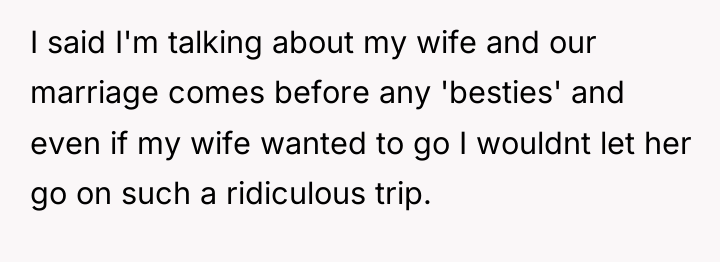 I said I'm talking about my wife and our marriage...