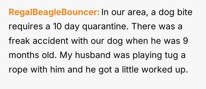 RegalBeagleBouncer In our area, a dog bite requires a 10...