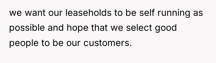 we want our leaseholds to be self running as possible...