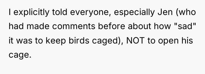 I explicitly told everyone, especially Jen (who had made comments...