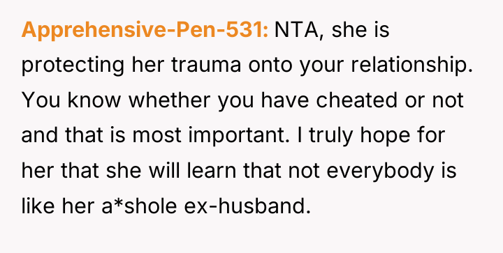Apprehensive-Pen-531 NTA, she is protecting her trauma onto your relationship....