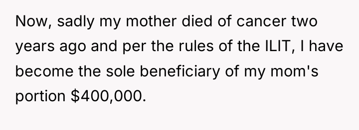 Now, sadly my mother died of cancer two years ago...