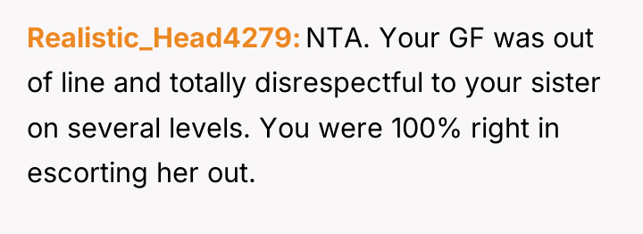 Realistic_Head4279 NTA. Your GF was out of line and totally...