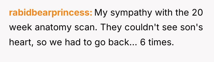 rabidbearprincess My sympathy with the 20 week anatomy scan. They...