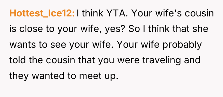 Hottest_Ice12 I think YTA. Your wife's cousin is close to...