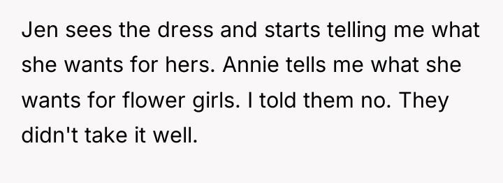 Jen sees the dress and starts telling me what she...