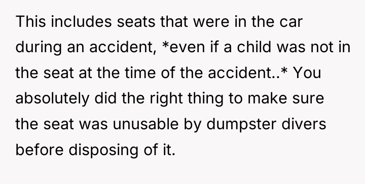 This includes seats that were in the car during an...