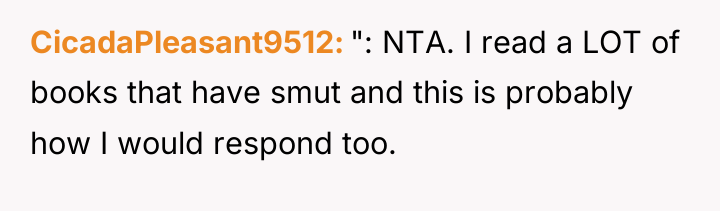 CicadaPleasant9512 ": NTA. I read a LOT of books that...