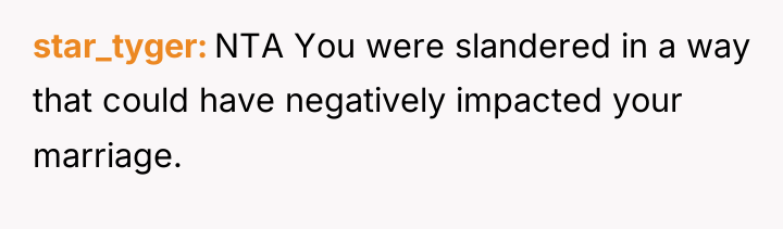 star_tyger NTA You were slandered in a way that could...