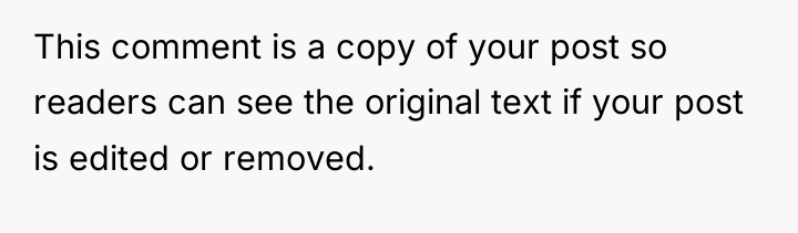 This comment is a copy of your post so readers...
