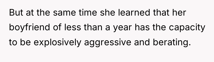 But at the same time she learned that her boyfriend...