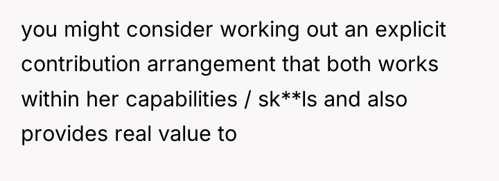 you might consider working out an explicit contribution arrangement that...