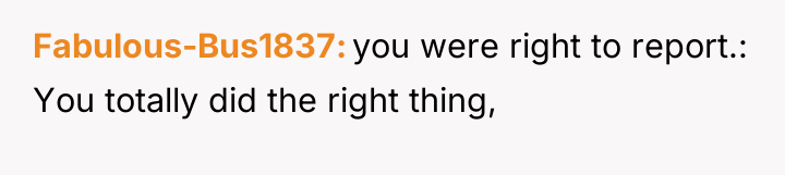 Fabulous-Bus1837 you were right to report.: You totally did the...