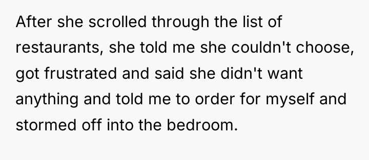After she scrolled through the list of restaurants, she told...