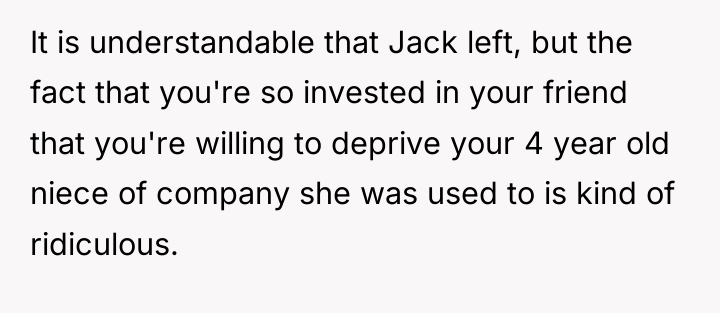 It is understandable that Jack left, but the fact that...