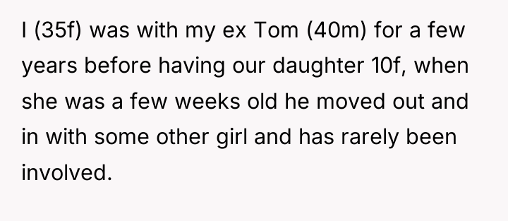 I (35f) was with my ex Tom (40m) for a...