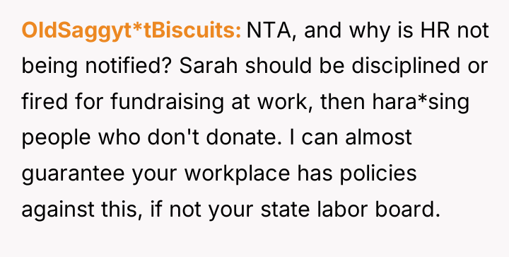 OldSaggyt*tBiscuits NTA, and why is HR not being notified? Sarah...