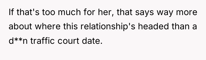 If that's too much for her, that says way more...