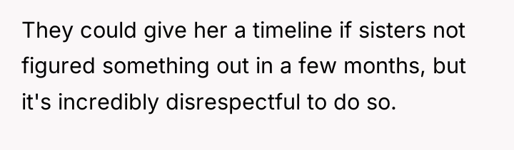 They could give her a timeline if sisters not figured...