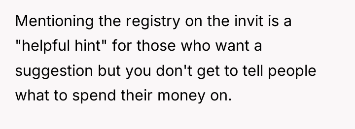 Mentioning the registry on the invit is a "helpful hint"...